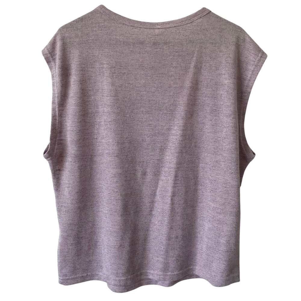 NEW LUCK LISA Sleeveless Knit Top Size XL Heather Purple Lace Detail Relaxed Fit - Picture 3 of 4